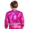JEATHA Kids Boys Girls Shiny Metallic Bomber Jacket Motorcycle Baseball Windbreaker Long Sleeve Zip Up Coat Rose 8 Years view 4