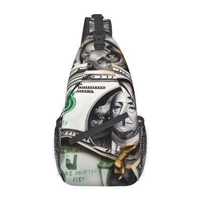 Banknote Patterns Bag Crossbody Travel Hiking Bags Mini Chest Backpack Casual Shoulder Daypack For Women Men Lightweight