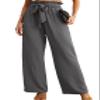 IWOLLENCE Women's Wide Leg Pants with Pockets High Waist Adjustable Knot Loose Casual Trousers Business Work Casual Pants Smoky Gray XX-Large view 1