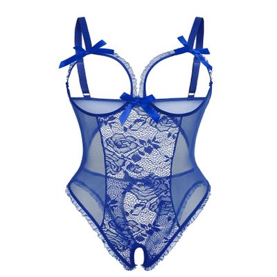 Avidlove Women Lingerie for Women Deep V Halter One Piece Teddy Bodysuit Royal Blue X-Large
