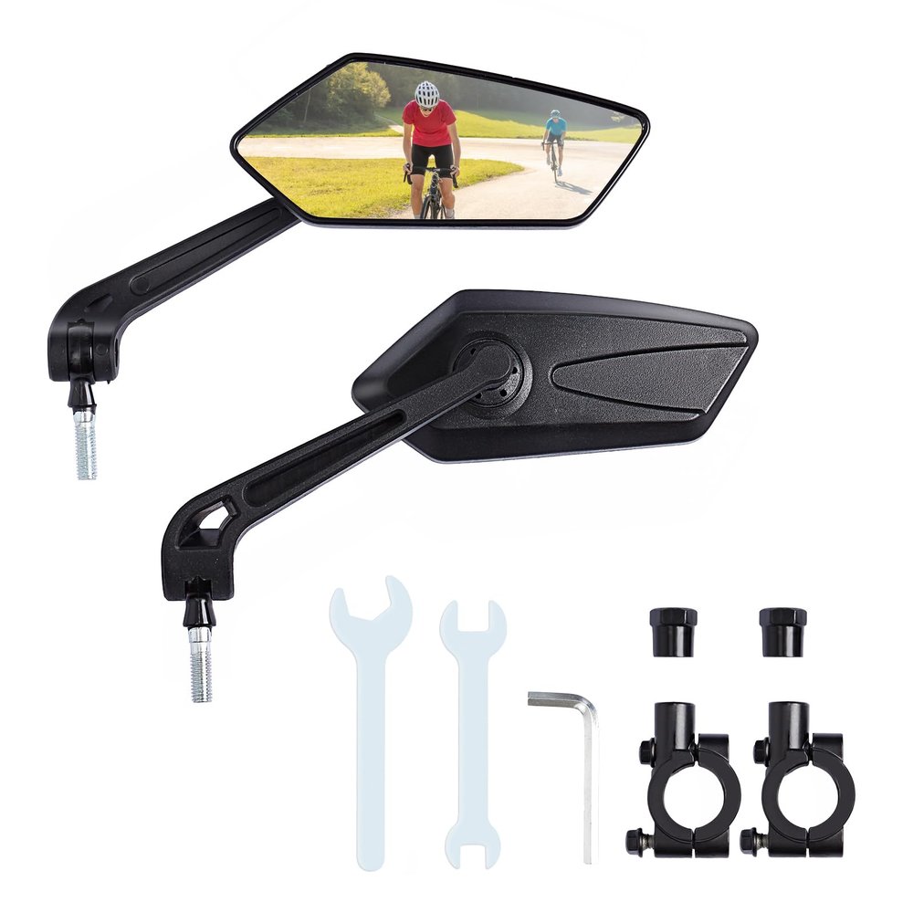 Bike Mirror, 1 Pair 360 Rotatable Bicycle Mirrors for Handlebars, Adjustable HD Wide Angle Bicycle Cycling Mirror, Bike Handlebar Rearview Mirror for Mountain Road Adult Bike, Ebike (Clear View)