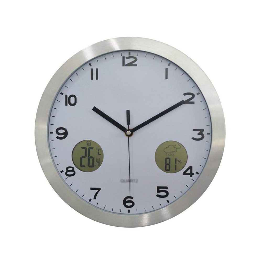 Weather Monitoring Clocks 12 Inch Weather Forecast Wall Clock Multi-Function Clock LED Wall Clock Quartz Clock Weather Detection Clock