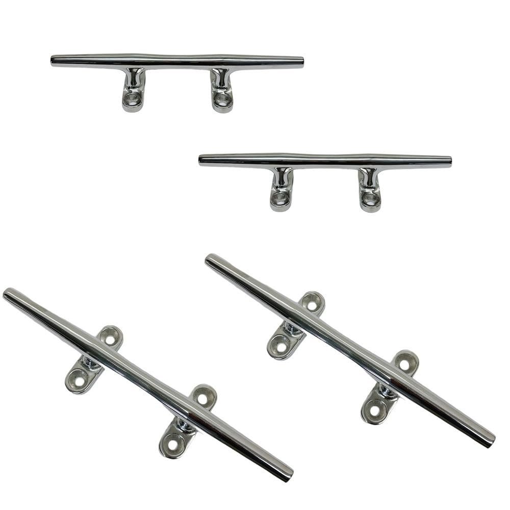 10" Blue Water Deck Cleat Marine Stainless Steel Dock Open Base Rope Cleat 4 Pcs
