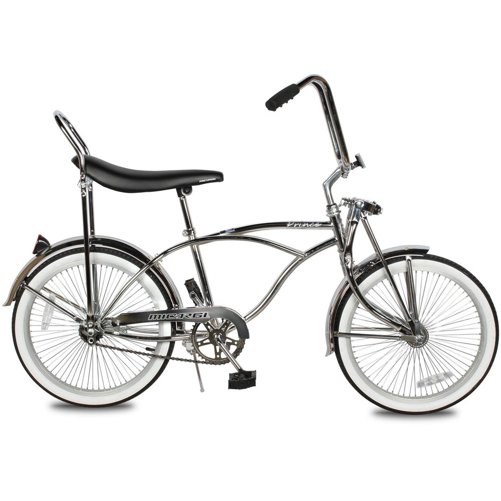 MICARGI 20" Retro Classic Bike, Beach Cruiser Bike for Kids/Adults,Lowrider Springer Fork Retro Banana Seat,High Rise Handlebar - Multi Color (Prince, Polish)