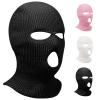 3 Hole Winter Knitted Mask, Full Face Cover Ski Scarf Mask Warm Balaclava for Adult Skiing, Motorcycle, UV Protection, Wind Protection 1234 Black view 1