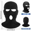 3 Hole Winter Knitted Mask, Full Face Cover Ski Scarf Mask Warm Balaclava for Adult Skiing, Motorcycle, UV Protection, Wind Protection 1234 Black view 3