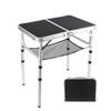 YUFIFAIRY Small Folding Table 2 Foot, Portable Camping Table with Mesh Holders,Lightweight Aluminum Adjustable Height, with Carry Handle for Camping Picnic Indoor Outdoor, White 24 x 16 inch (Black view 1