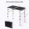 YUFIFAIRY Small Folding Table 2 Foot, Portable Camping Table with Mesh Holders,Lightweight Aluminum Adjustable Height, with Carry Handle for Camping Picnic Indoor Outdoor, White 24 x 16 inch (Black view 3