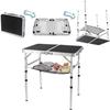 YUFIFAIRY Small Folding Table 2 Foot, Portable Camping Table with Mesh Holders,Lightweight Aluminum Adjustable Height, with Carry Handle for Camping Picnic Indoor Outdoor, White 24 x 16 inch (Black view 4