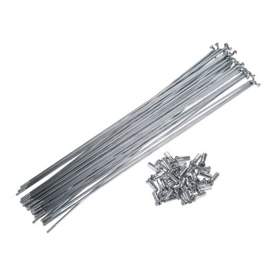 X AUTOHAUX 36pcs 14G J Bend Bicycle Steel Spokes 240mm 9.45" Cycle Spokes with Brass Nipples for Mountain Bike MTB