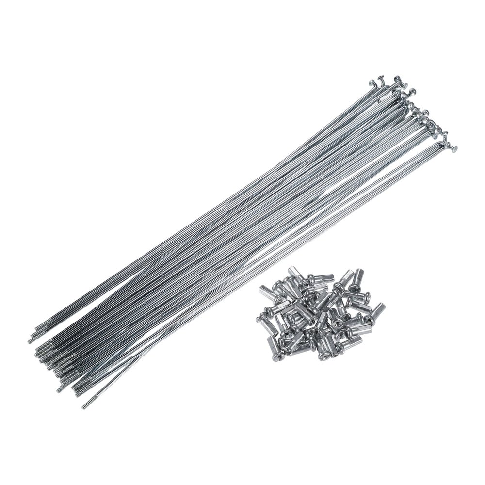 X AUTOHAUX 36pcs 14G J Bend Bicycle Steel Spokes 240mm 9.45" Cycle Spokes with Brass Nipples for Mountain Bike MTB