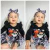 fioukiay Newborn Baby Girls Halloween Clothes Outfits Infant 4pcs Bodysuit Romper Shorts Clothing Setst(Black,Preemie) view 3