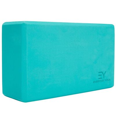 Everyday Yoga Foam Yoga Block 3 Inch - High-Density EVA Support Block for Stability, Balance & Flexibility, Lightweight, Durable & Comfortable - Aqua