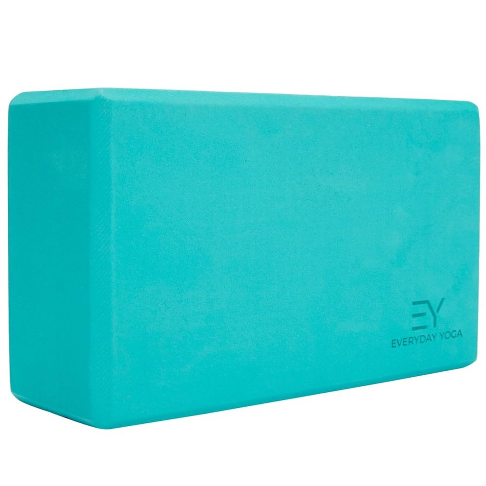 Everyday Yoga Foam Yoga Block 3 Inch - High-Density EVA Support Block for Stability, Balance & Flexibility, Lightweight, Durable & Comfortable - Aqua