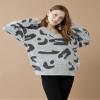 noflik Women's Casual V Neck Long Sleeve Leopard Fuzzy Pullover Sweater Tops (H.Grey/Charcoal, M) view 3