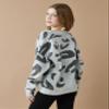noflik Women's Casual V Neck Long Sleeve Leopard Fuzzy Pullover Sweater Tops (H.Grey/Charcoal, M) view 4