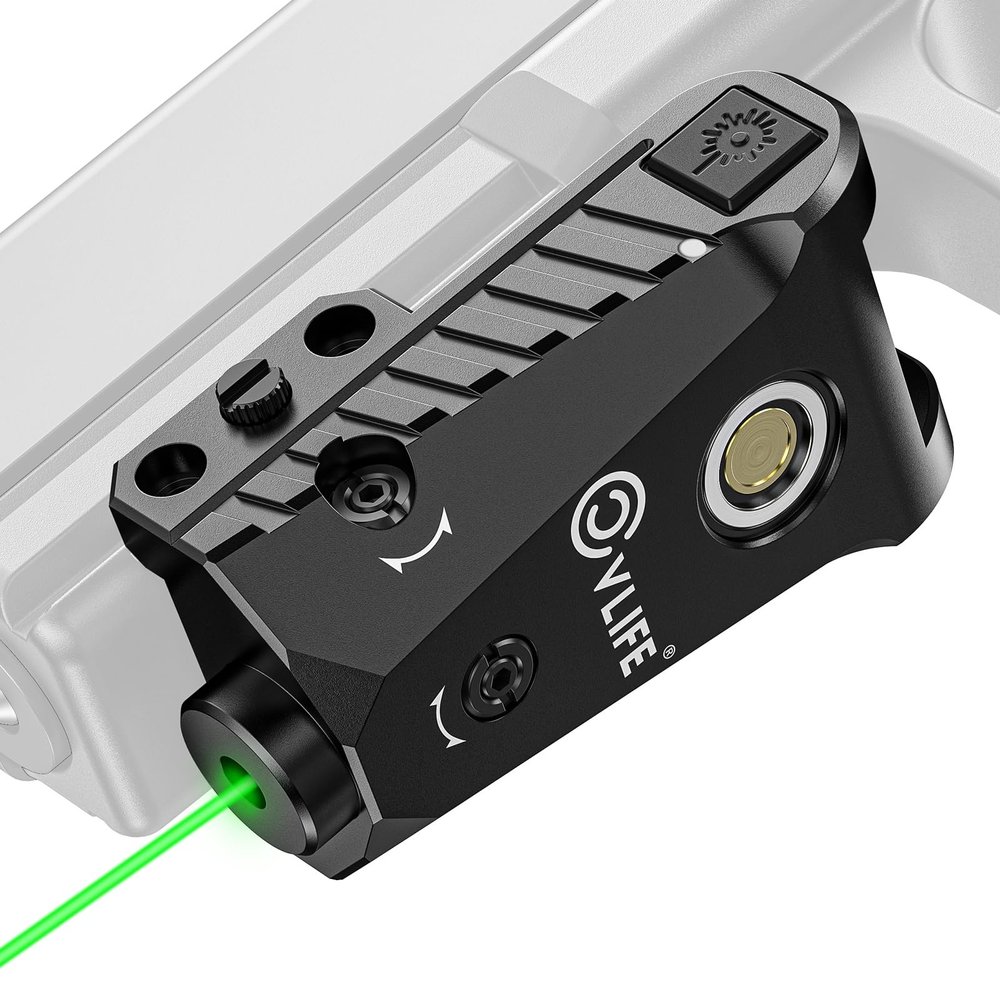 CVLIFE Picatinny Green Laser Sight Magnetic Charging Rechargeable Green Laser Beam for 21MM Picatinny Rail Mount, Low Profile Hunting Laser Sight with Ambidextrous Switches