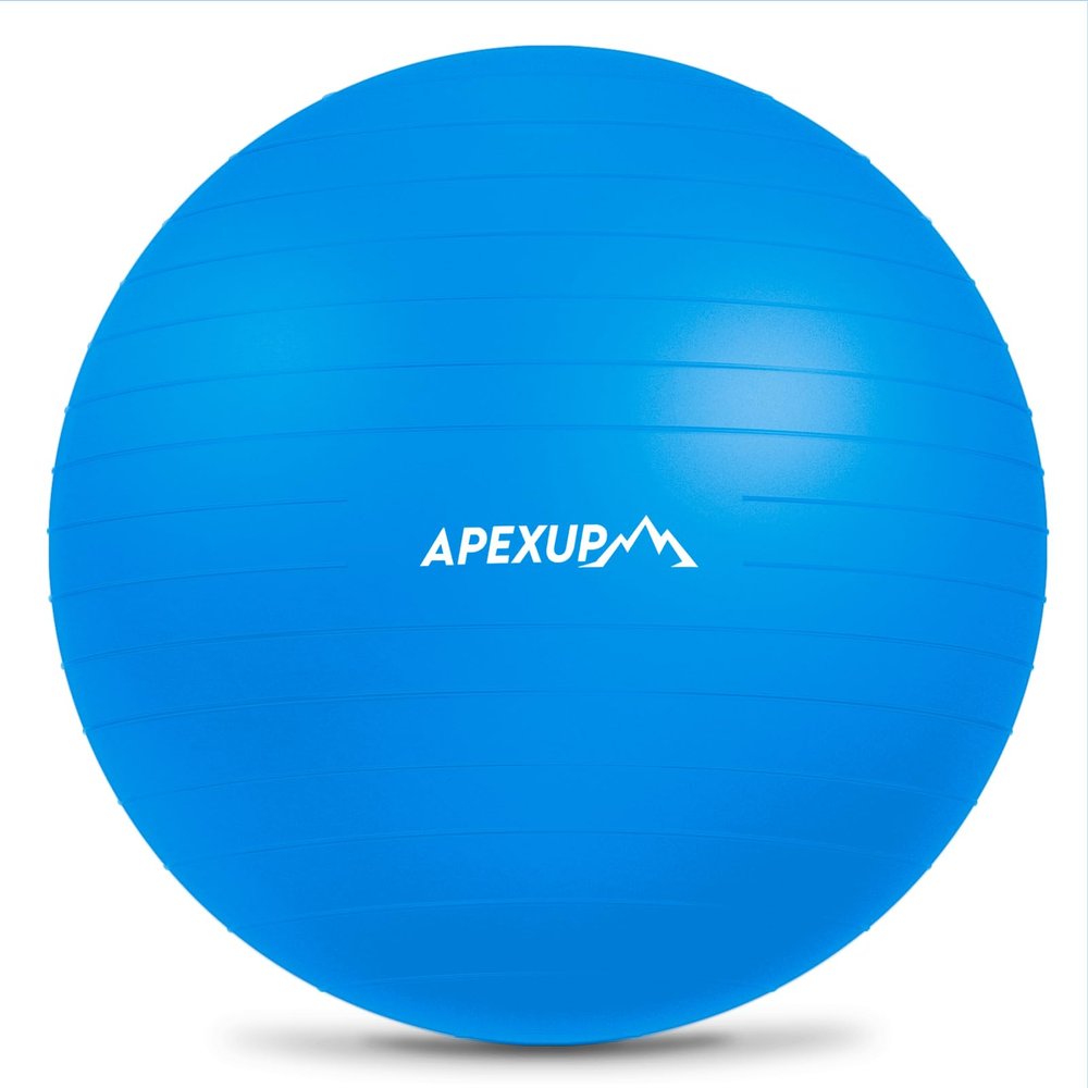 APEXUP Yoga Ball Exercise Ball, Anti Slip Stability Ball Chair, Heavy Duty Large Gym Ball for Fitness, Balance, Core Workout and Physical Therapy (XL (27"~30") 75cm, Blue)