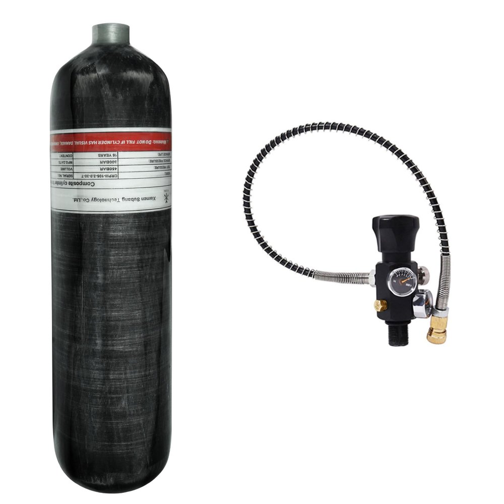 TUXING 4500Psi High Pressure Composite Cylinder, Scuba Tank, 3L Carbon Fiber Air Tank, CE Approved, Pcp Paintball Air Diving Tank (Empty Bottle) M18*1.5 (Green)