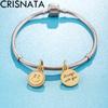 18k Yellow Gold Plated Happy Face Smile Pendant Charm with Clear CZ Eye, fit Pandora Luck Bracelet, Smiley Face Emoji Dangle Beads, Gift for Sister/Daughter view 3