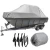 11-27ft Heavy Duty Boat Cover, Waterproof UV Protected 600D Marine Grade Oxford Cloth V-Hull Tri-Hull Runabout Bass Speedboat Cover, Grey,25to27FT: 1008x590cm view 1