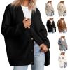 2023 Fall New Cocoon Cardigan, Cashmere Cardigan, Ladies Cashmere Cocoon Cardigan, Cashmere Cocoon Cardigan Fall Women V Neck Thin & Warm Sweaters Loose Knit Outwear (Black,S) view 1