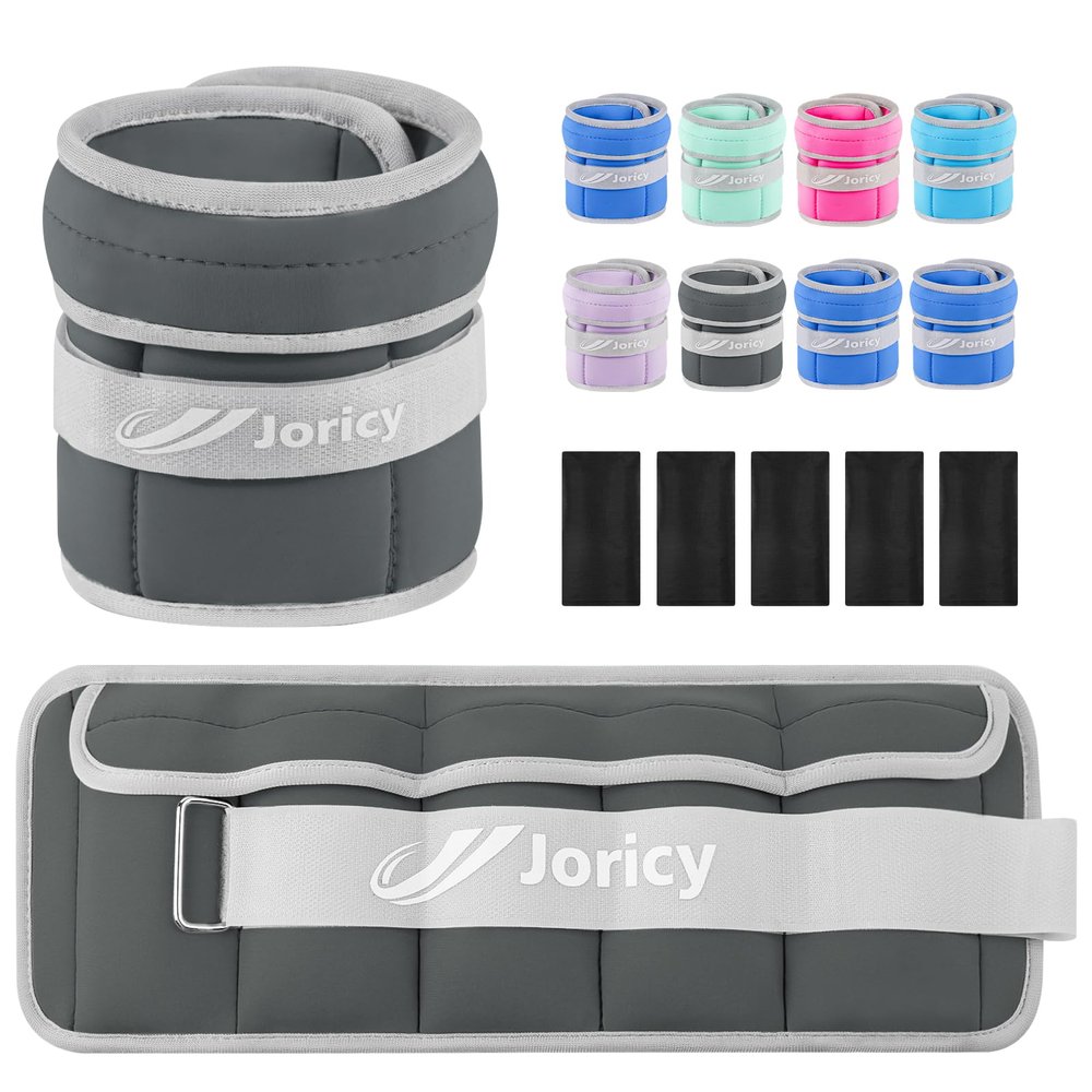 Adjustable Ankle Weights for Women Men 1-3 LBS 1 Pair Wrist Leg Arm Weights with Removable Weight, Strength Training Weight for Jogging, Walking, Running, Fitness, Gym Workout, Grey