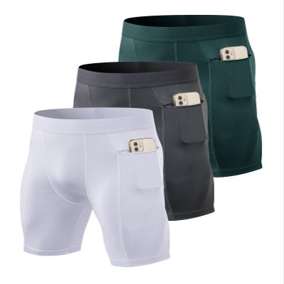 WRAGCFM Men's Compression Shorts with Pockets Running Workout Athletic Active Underwear Shorts
