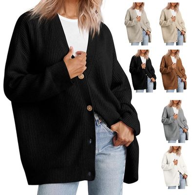 2023 Fall New Cocoon Cardigan, Cashmere Cardigan, Ladies Cashmere Cocoon Cardigan, Cashmere Cocoon Cardigan Fall Women V Neck Thin & Warm Sweaters Loose Knit Outwear (Black,3XL)