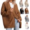 2023 Fall New Cocoon Cardigan, Cashmere Cardigan, Ladies Cashmere Cocoon Cardigan, Cashmere Cocoon Cardigan Fall Women V Neck Thin & Warm Sweaters Loose Knit Outwear (Brown,3XL) view 1