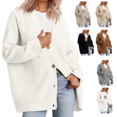 2023 Fall New Cocoon Cardigan, Cashmere Cardigan, Ladies Cashmere Cocoon Cardigan, Cashmere Cocoon Cardigan Fall Women V Neck Thin & Warm Sweaters Loose Knit Outwear (White,3XL)