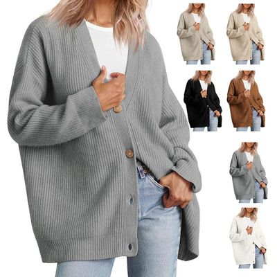 2023 Fall New Cocoon Cardigan, Cashmere Cardigan, Ladies Cashmere Cocoon Cardigan, Cashmere Cocoon Cardigan Fall Women V Neck Thin & Warm Sweaters Loose Knit Outwear (Grey,2XL)