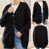 2023 Fall New Cocoon Cardigan, Cashmere Cardigan, Ladies Cashmere Cocoon Cardigan, Cashmere Cocoon Cardigan Fall Women V Neck Thin & Warm Sweaters Loose Knit Outwear (Grey,2XL) view 3