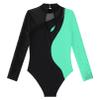 FEESHOW Girls One Piece Long Sleeve Gymnastics Ballet Dance Leotard Kids Mesh Splice Shiny Diamond Athletic Bodysuit Mint Green 6 Years view 4
