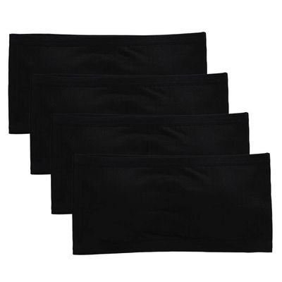 Magic Feier 4 Pack Girls Strapless Bra Full Cup Cotton Bra with Removable Padding for Girls 8-14 Years (Black)
