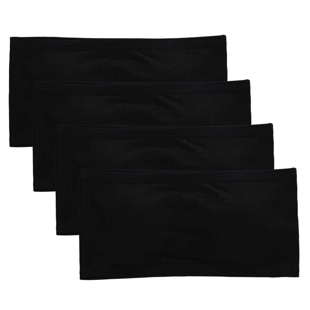 Magic Feier 4 Pack Girls Strapless Bra Full Cup Cotton Bra with Removable Padding for Girls 8-14 Years (Black)