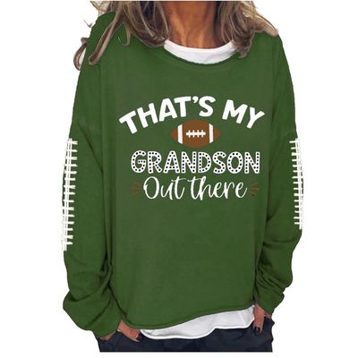 MOGUI That'S My Grandson Out There Sweatshrit Thats My Grandson Out There Baseball Tank Top That'S My Grandson Out There Gift Women Baseball Grandma T-Shirt Football Shirt Football Lover Gift Green