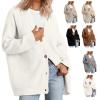 2023 Fall New Cocoon Cardigan, Cashmere Cardigan, Ladies Cashmere Cocoon Cardigan, Cashmere Cocoon Cardigan Fall Women V Neck Thin & Warm Sweaters Loose Knit Outwear (White,S) view 1