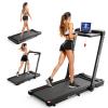Hccsport Treadmill with Incline, 3 in 1 Under Desk Treadmill Walking Pad with Removable Desk Workstation 3.5HP Foldable Compact Walking Treadmills for Home Small Office with Wristband Remote Control view 1
