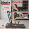 Hccsport Treadmill with Incline, 3 in 1 Under Desk Treadmill Walking Pad with Removable Desk Workstation 3.5HP Foldable Compact Walking Treadmills for Home Small Office with Wristband Remote Control view 3