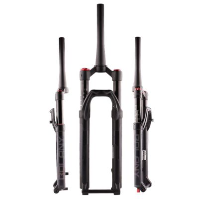 ZECHAO Bike Shock Absorber Forks 27.5/29in, Tapered Tube 130mm Travel Rebound Adjustment Mountain Bike Suspension Forks Outdoor (Color : Black, Size : 29inch)