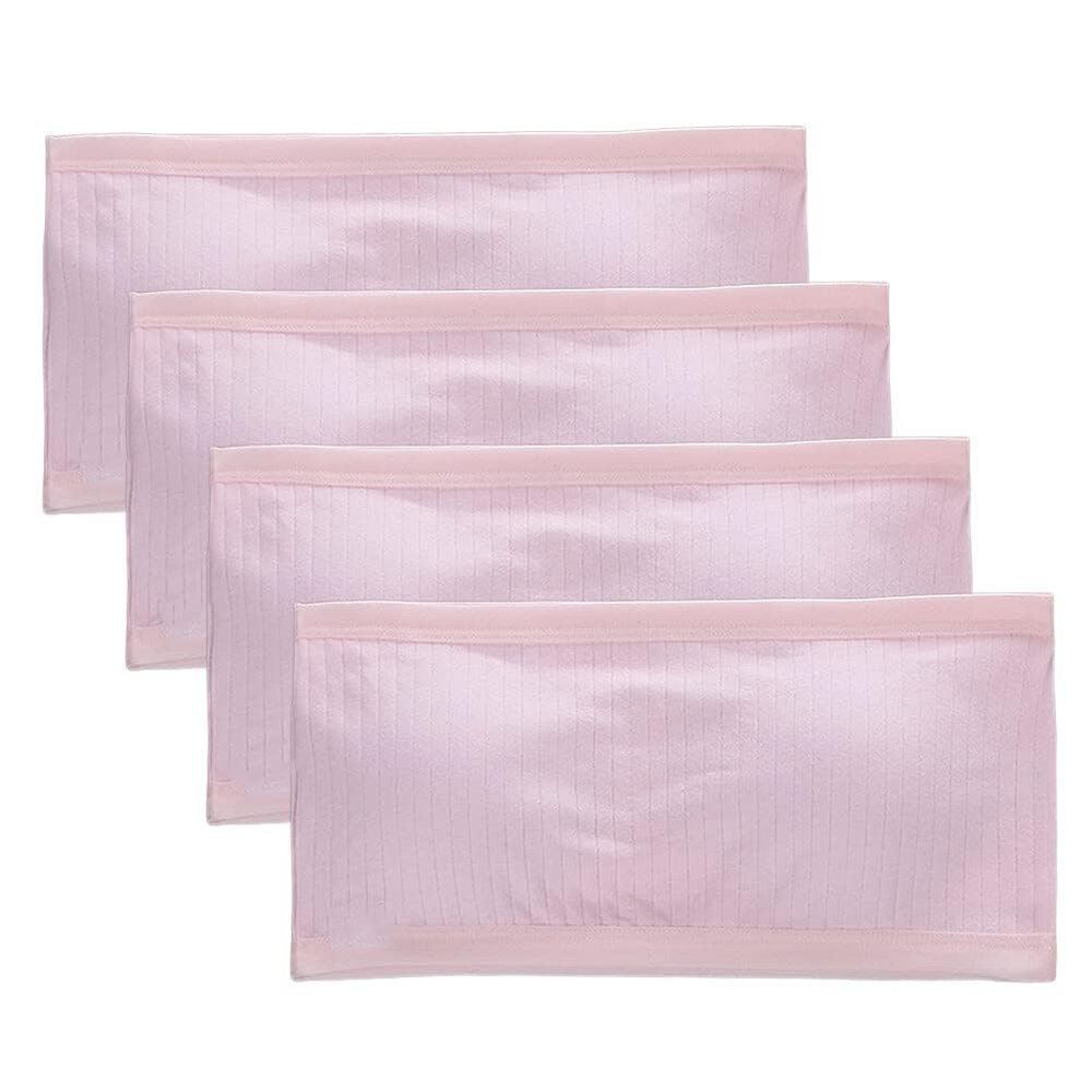Magic Feier 4 Pack Girls Strapless Bra Full Cup Cotton Bra with Removable Padding for Girls 8-14 Years (Pink)