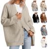 2023 Fall New Cocoon Cardigan, Cashmere Cardigan, Ladies Cashmere Cocoon Cardigan, Cashmere Cocoon Cardigan Fall Women V Neck Thin & Warm Sweaters Loose Knit Outwear (Grey1,L) view 1