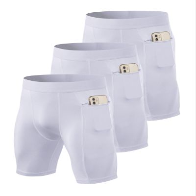 WRAGCFM Men's Compression Shorts with Pockets Running Workout Athletic Active Underwear Shorts