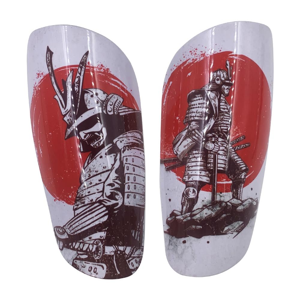Fight Like A Samurai Designer Soccer Shin Pads for 5-15 Years Old Boys Girls Playing Football Game. Inside EVA Foam Protection Reduce Injuries
