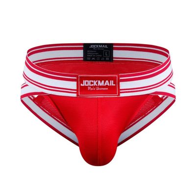 JOCKMAIL Mens Briefs Low Waist Sexy Men Sports Mesh Breathable Comfort Brief Men's Athletic Underwear (XL, Red)