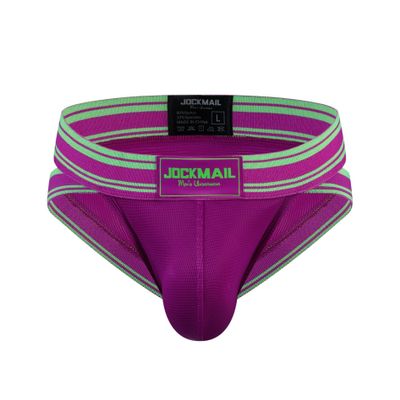 JOCKMAIL Mens Briefs Low Waist Sexy Men Sports Mesh Breathable Comfort Brief Men's Athletic Underwear (L, Purple)