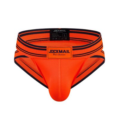 JOCKMAIL Mens Briefs Low Waist Sexy Men Sports Mesh Breathable Comfort Brief Men's Athletic Underwear (M, Orange)