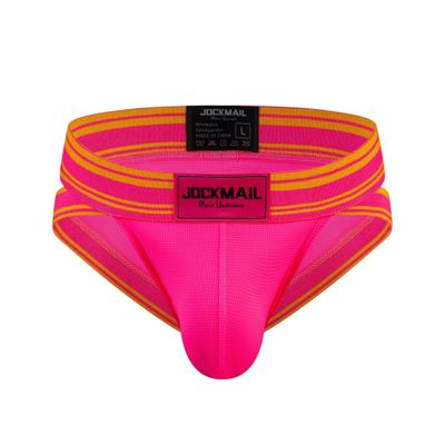JOCKMAIL Mens Briefs Low Waist Sexy Men Sports Mesh Breathable Comfort Brief Men's Athletic Underwear (XL, Rose)