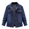 ZYXTIM Fashion Denim Jacket for Women Fall Winter Long Sleeve Zip Up Lapel Stretch Distressed Butterfly Jean Trucker Jackets view 1